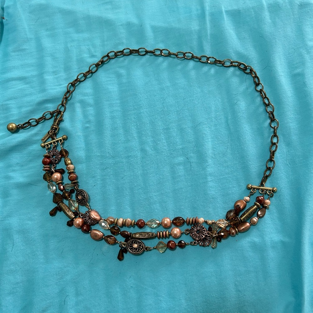 Chico's Copper-Tone Multi-Strand Beaded belt